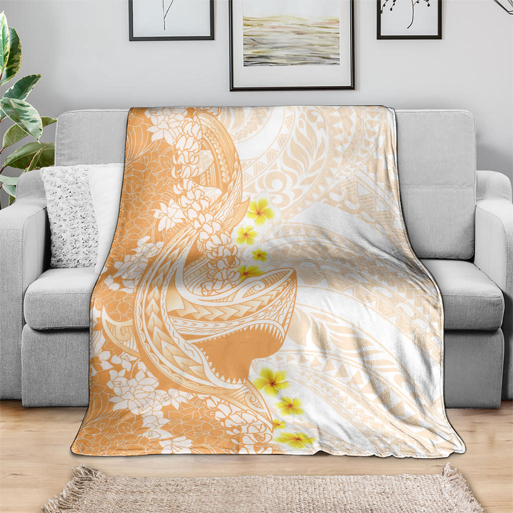Orange Hawaii Shark Tattoo Blanket Puakenikeni Lei Plumeria Polynesian Pattern LT14 - Polynesian Pride