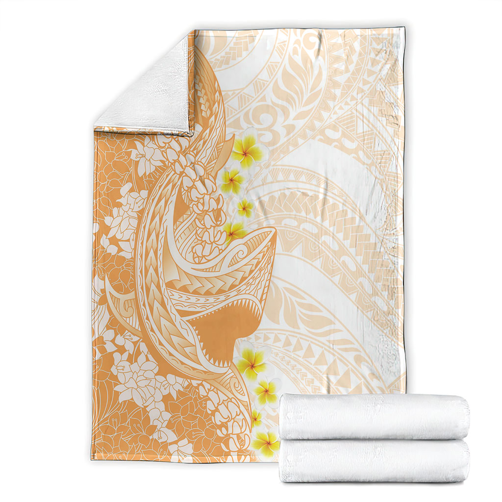 Orange Hawaii Shark Tattoo Blanket Puakenikeni Lei Plumeria Polynesian Pattern LT14 - Polynesian Pride