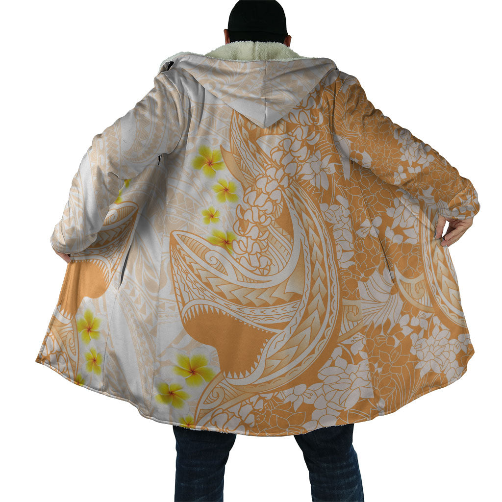 Orange Hawaii Shark Tattoo Cloak Puakenikeni Lei Plumeria Polynesian Pattern LT14 - Polynesian Pride