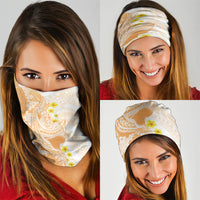 Orange Hawaii Shark Tattoo Neck Gaiter Puakenikeni Lei Plumeria Polynesian Pattern LT14 - Polynesian Pride