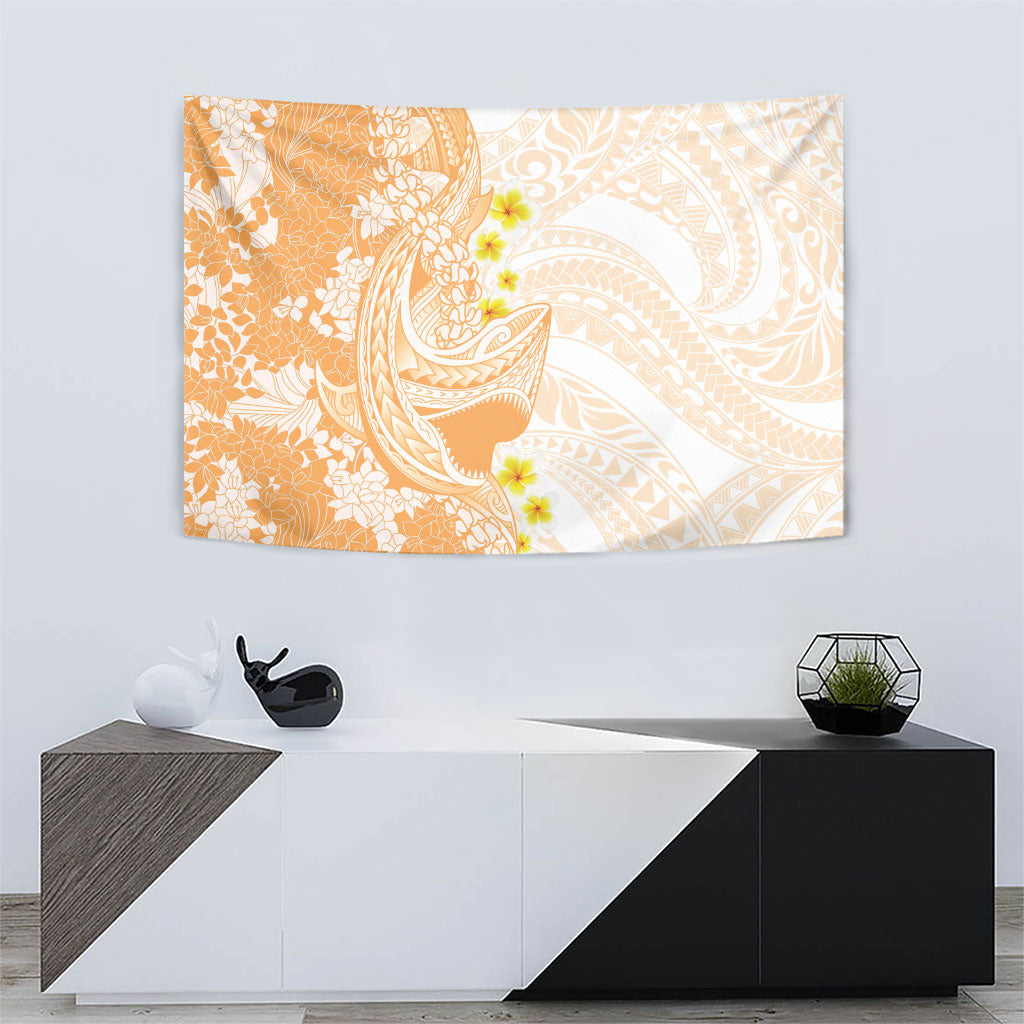Orange Hawaii Shark Tattoo Tapestry Puakenikeni Lei Plumeria Polynesian Pattern LT14 - Polynesian Pride