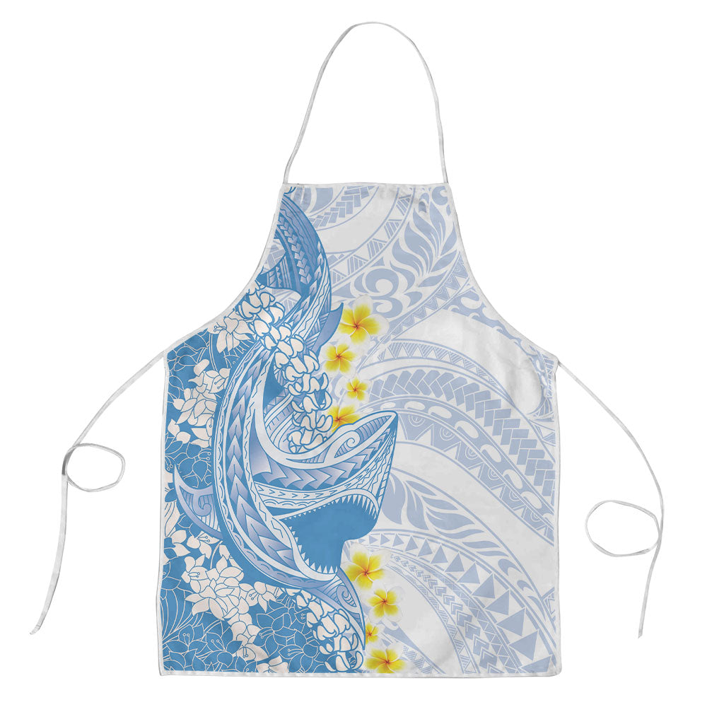 Blue Hawaii Shark Tattoo Apron Puakenikeni Lei Plumeria Polynesian Pattern LT14 Blue - Polynesian Pride