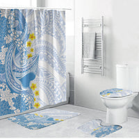 Blue Hawaii Shark Tattoo Bathroom Set Puakenikeni Lei Plumeria Polynesian Pattern LT14 Bathroom Set (4 pcs) Blue - Polynesian Pride
