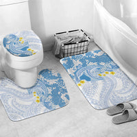 Blue Hawaii Shark Tattoo Bathroom Set Puakenikeni Lei Plumeria Polynesian Pattern LT14 Mat Set Only (3 pcs) One Size Blue - Polynesian Pride