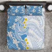 Blue Hawaii Shark Tattoo Bedding Set Puakenikeni Lei Plumeria Polynesian Pattern LT14 Blue - Polynesian Pride