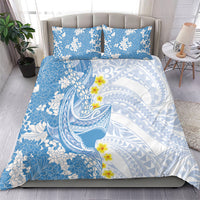 Blue Hawaii Shark Tattoo Bedding Set Puakenikeni Lei Plumeria Polynesian Pattern LT14 - Polynesian Pride