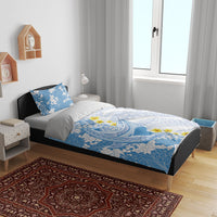 Blue Hawaii Shark Tattoo Bedding Set Puakenikeni Lei Plumeria Polynesian Pattern LT14 - Polynesian Pride