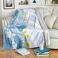 Blue Hawaii Shark Tattoo Blanket Puakenikeni Lei Plumeria Polynesian Pattern LT14 Blue - Polynesian Pride