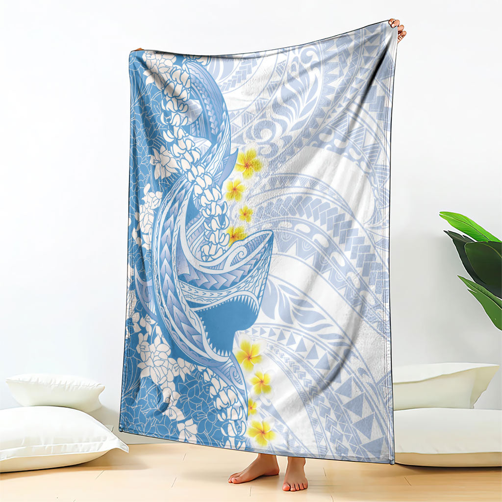 Blue Hawaii Shark Tattoo Blanket Puakenikeni Lei Plumeria Polynesian Pattern LT14 - Polynesian Pride