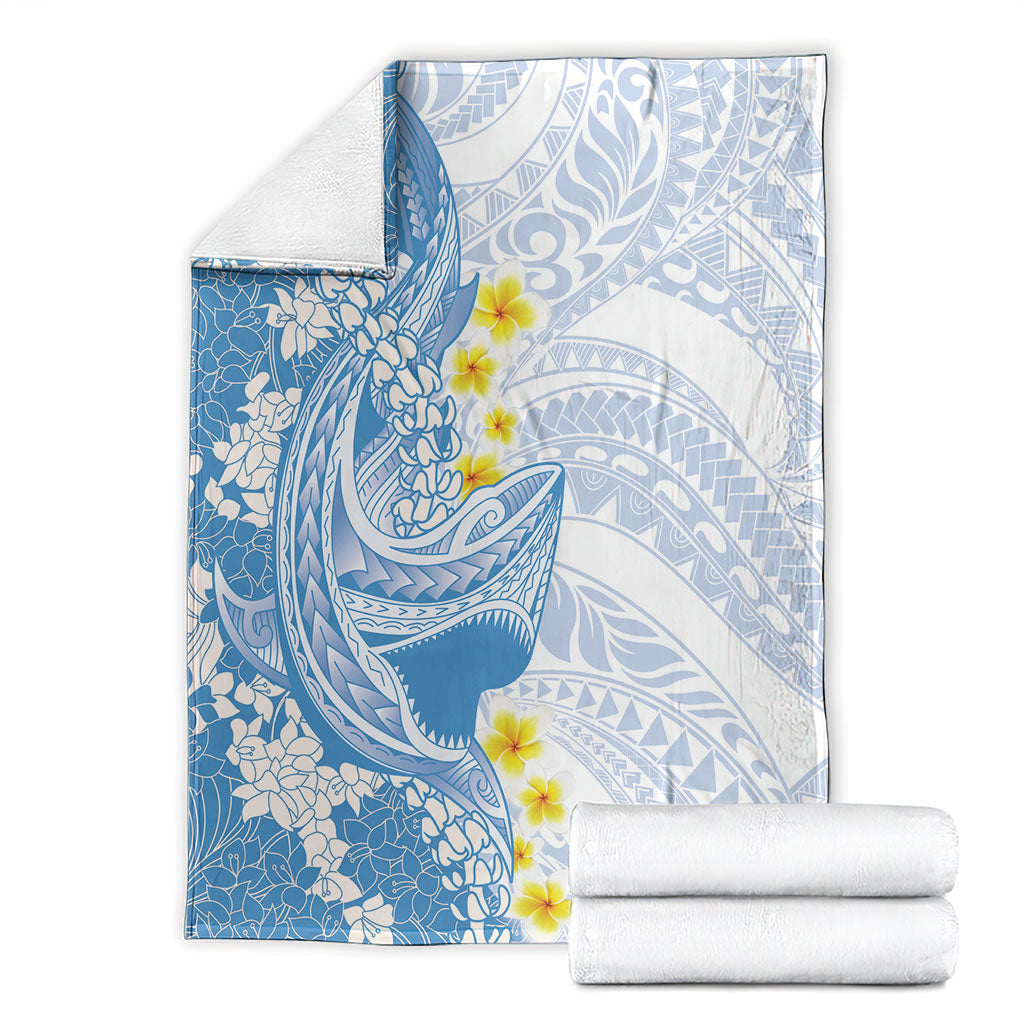Blue Hawaii Shark Tattoo Blanket Puakenikeni Lei Plumeria Polynesian Pattern LT14 - Polynesian Pride
