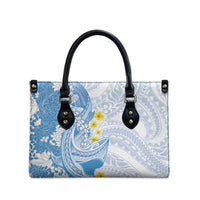 Blue Hawaii Shark Tattoo Leather Bag Puakenikeni Lei Plumeria Polynesian Pattern LT14 - Polynesian Pride