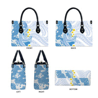 Blue Hawaii Shark Tattoo Leather Bag Puakenikeni Lei Plumeria Polynesian Pattern LT14 - Polynesian Pride