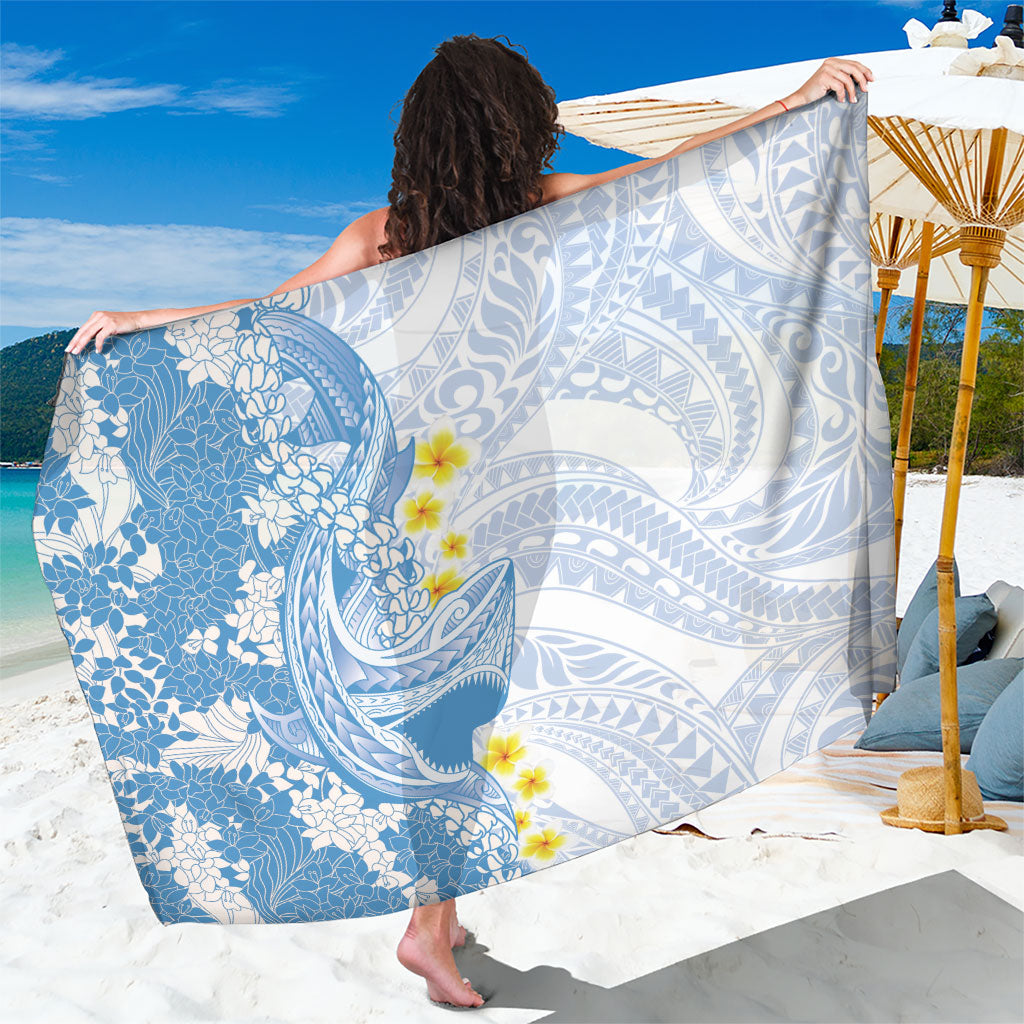 Blue Hawaii Shark Tattoo Sarong Puakenikeni Lei Plumeria Polynesian Pattern LT14 One Size 44 x 66 inches Blue - Polynesian Pride