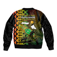 Paddle Board Hawaii Sleeve Zip Bomber Jacket Molokai 2 Oahu World Championships Kakau Pattern LT14 - Polynesian Pride