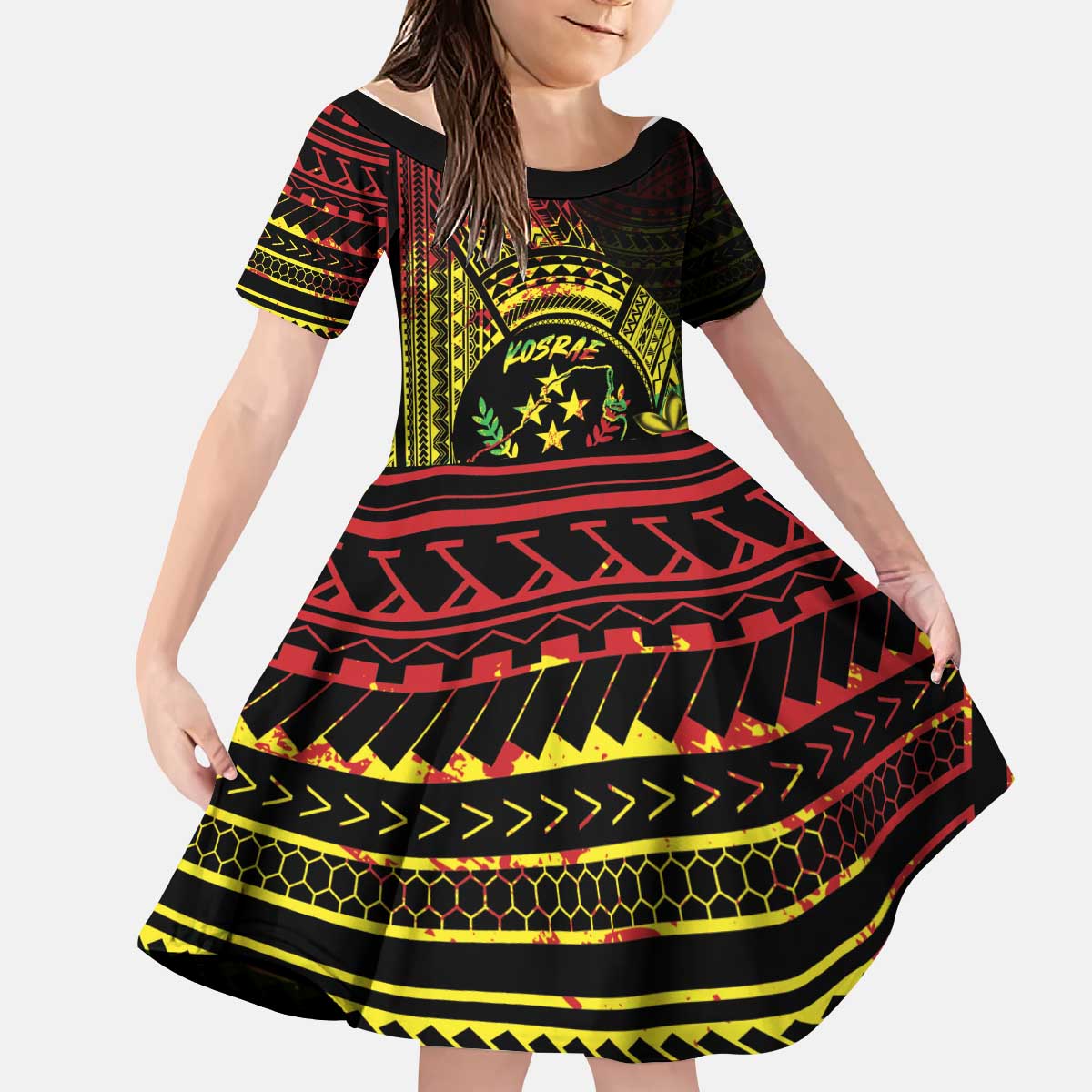 Reggae Kosrae Liberation Day Kid Short Sleeve Dress September 8 Polynesian Tattoo LT14 KID Reggae - Polynesian Pride