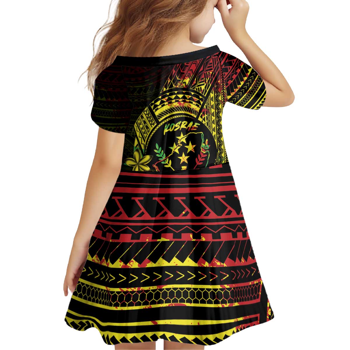 Reggae Kosrae Liberation Day Kid Short Sleeve Dress September 8 Polynesian Tattoo LT14 - Polynesian Pride