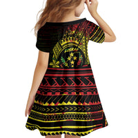 Reggae Kosrae Liberation Day Kid Short Sleeve Dress September 8 Polynesian Tattoo LT14 - Polynesian Pride