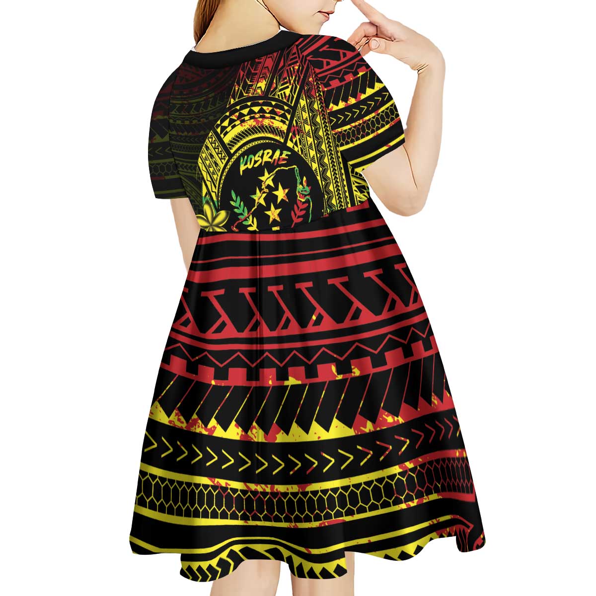 Reggae Kosrae Liberation Day Kid Short Sleeve Dress September 8 Polynesian Tattoo LT14 - Polynesian Pride