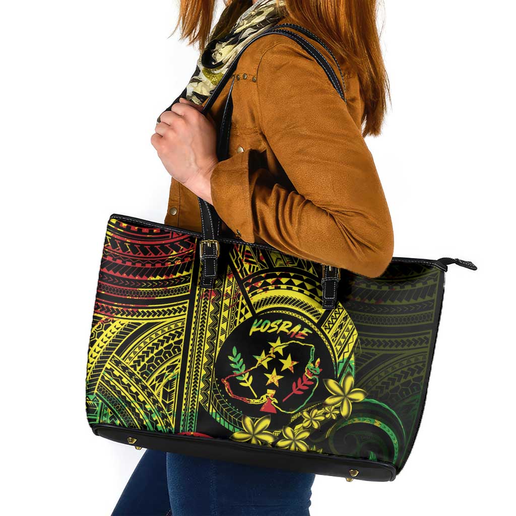 Reggae Kosrae Liberation Day Leather Tote Bag September 8 Polynesian Tattoo LT14 Reggae - Polynesian Pride