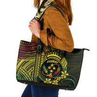 Reggae Kosrae Liberation Day Leather Tote Bag September 8 Polynesian Tattoo LT14 Reggae - Polynesian Pride