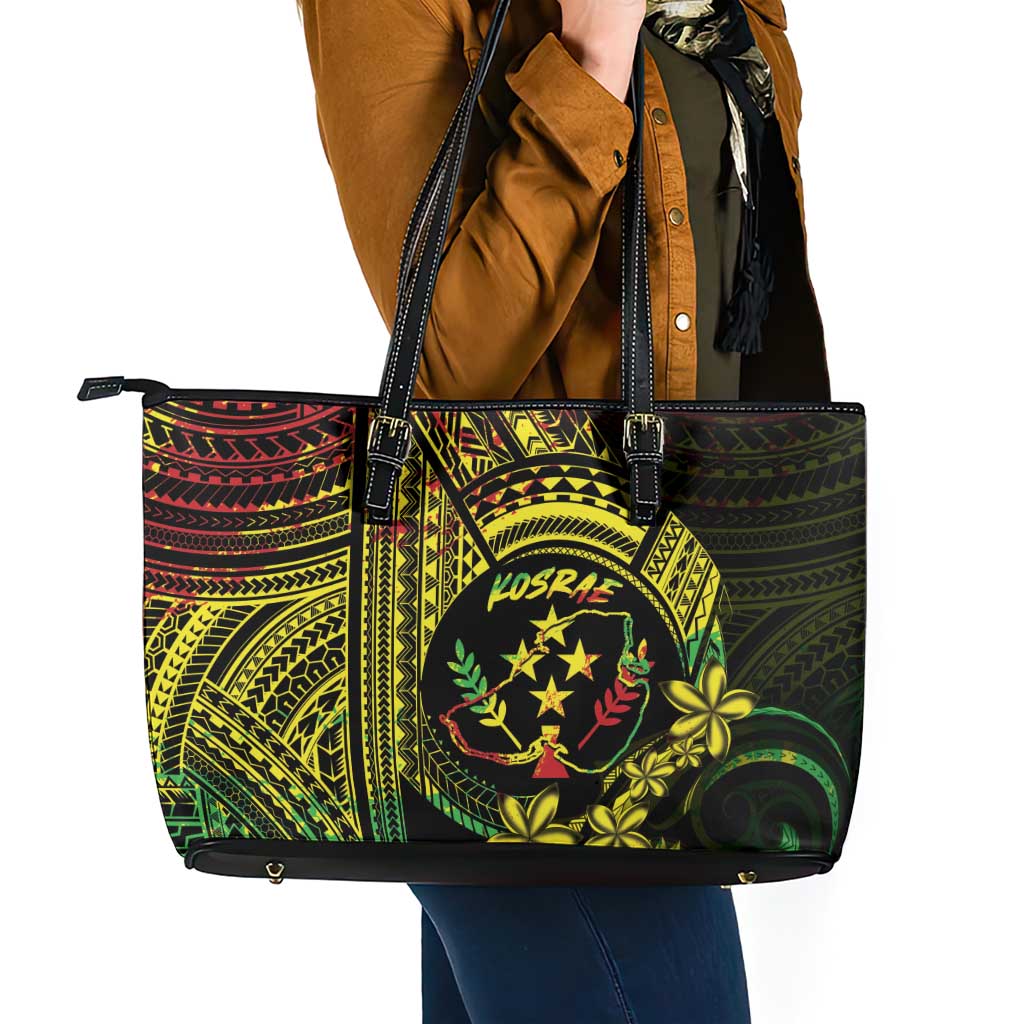 Reggae Kosrae Liberation Day Leather Tote Bag September 8 Polynesian Tattoo LT14 - Polynesian Pride