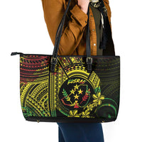 Reggae Kosrae Liberation Day Leather Tote Bag September 8 Polynesian Tattoo LT14 - Polynesian Pride