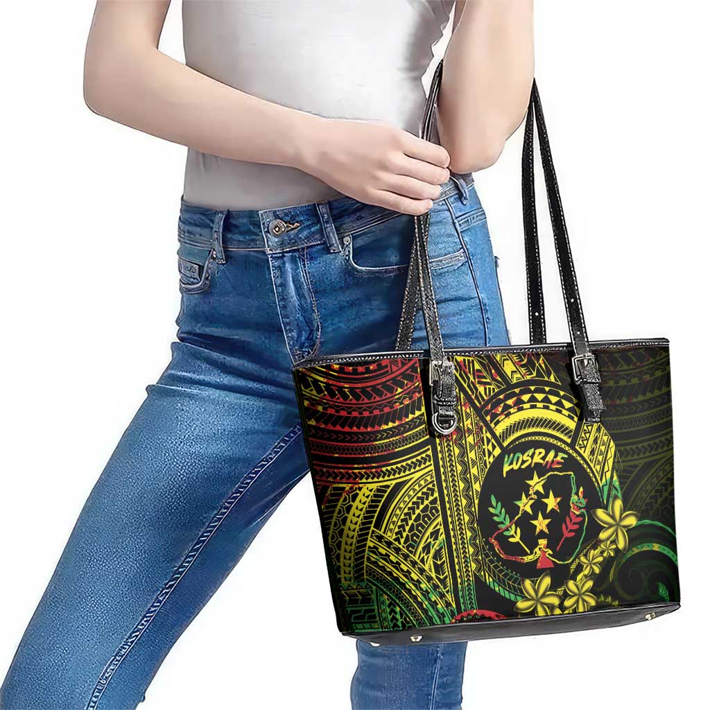 Reggae Kosrae Liberation Day Leather Tote Bag September 8 Polynesian Tattoo LT14 - Polynesian Pride
