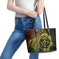 Reggae Kosrae Liberation Day Leather Tote Bag September 8 Polynesian Tattoo LT14 - Polynesian Pride