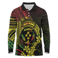 Reggae Kosrae Liberation Day Long Sleeve Polo Shirt September 8 Polynesian Tattoo LT14 Reggae - Polynesian Pride
