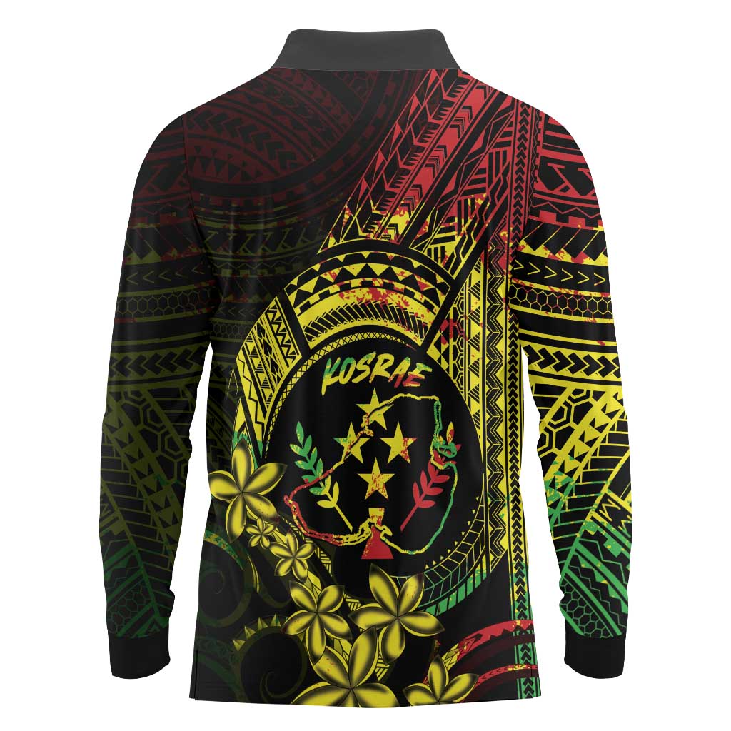 Reggae Kosrae Liberation Day Long Sleeve Polo Shirt September 8 Polynesian Tattoo LT14 - Polynesian Pride