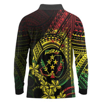 Reggae Kosrae Liberation Day Long Sleeve Polo Shirt September 8 Polynesian Tattoo LT14 - Polynesian Pride