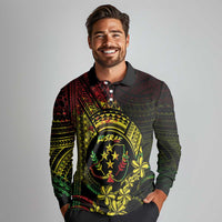 Reggae Kosrae Liberation Day Long Sleeve Polo Shirt September 8 Polynesian Tattoo LT14 - Polynesian Pride
