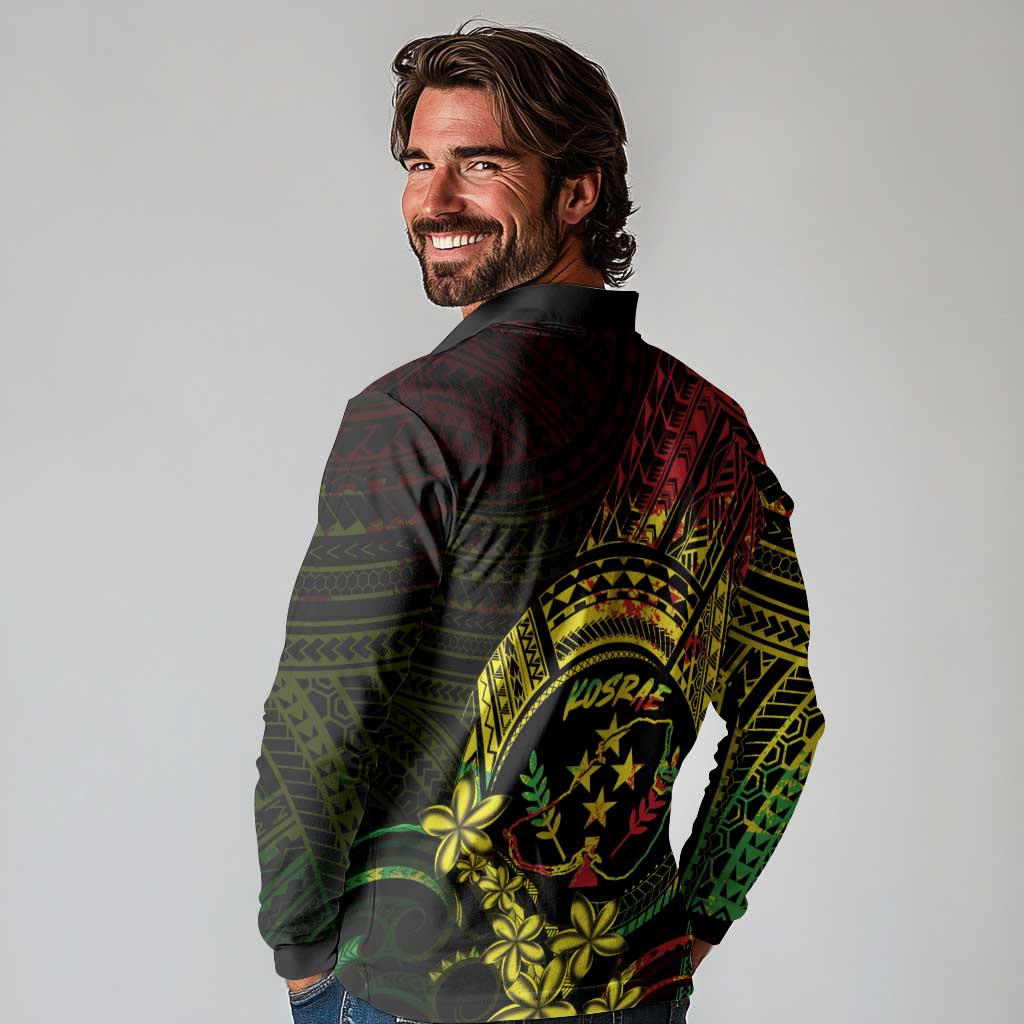 Reggae Kosrae Liberation Day Long Sleeve Polo Shirt September 8 Polynesian Tattoo LT14 - Polynesian Pride