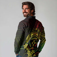 Reggae Kosrae Liberation Day Long Sleeve Polo Shirt September 8 Polynesian Tattoo LT14 - Polynesian Pride