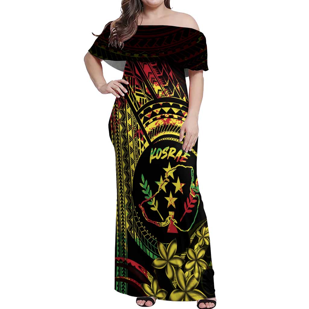 Reggae Kosrae Liberation Day Off Shoulder Maxi Dress September 8 Polynesian Tattoo LT14 Women Reggae - Polynesian Pride