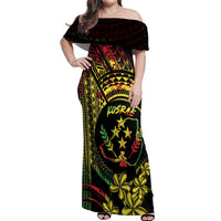 Reggae Kosrae Liberation Day Off Shoulder Maxi Dress September 8 Polynesian Tattoo LT14 Women Reggae - Polynesian Pride