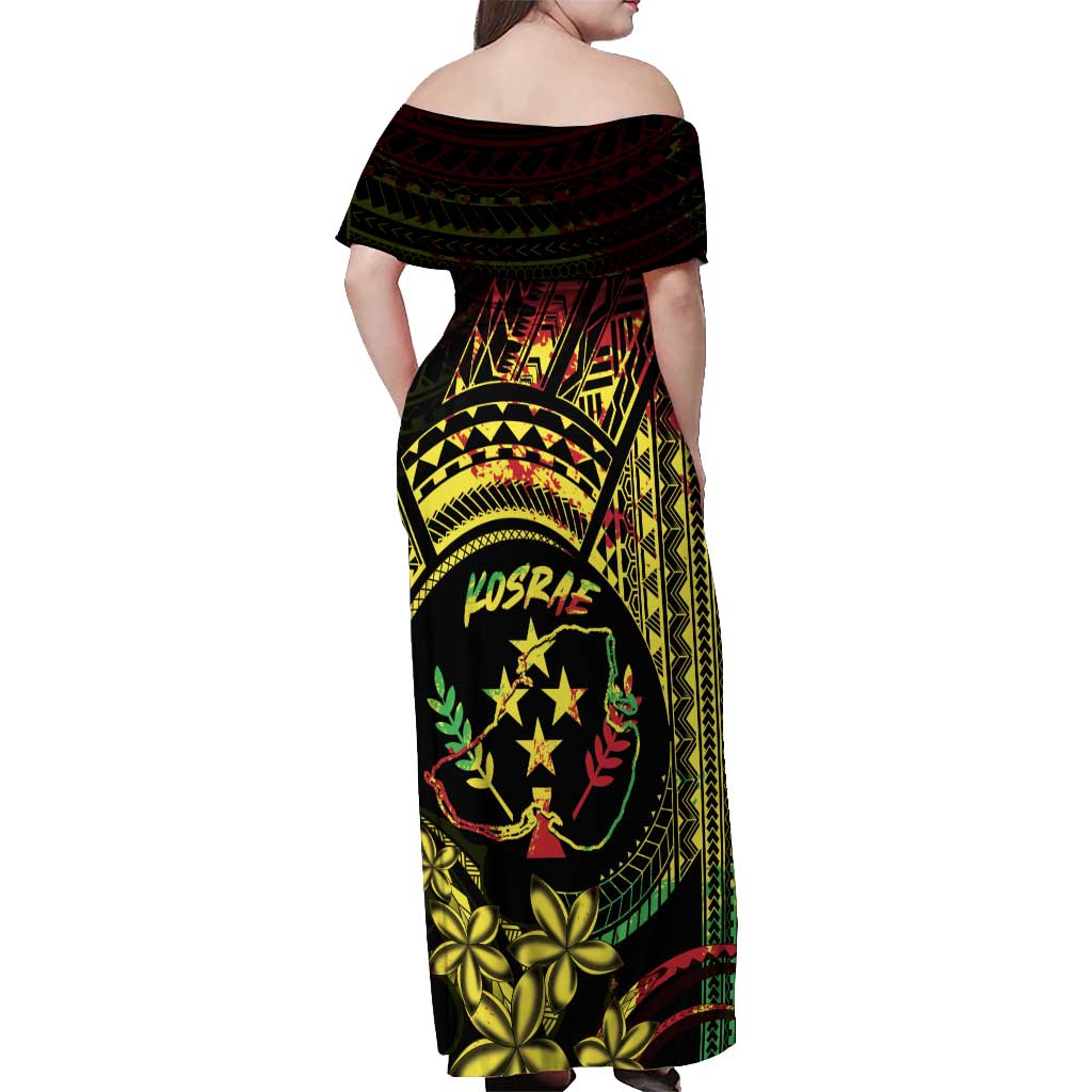 Reggae Kosrae Liberation Day Off Shoulder Maxi Dress September 8 Polynesian Tattoo LT14 - Polynesian Pride