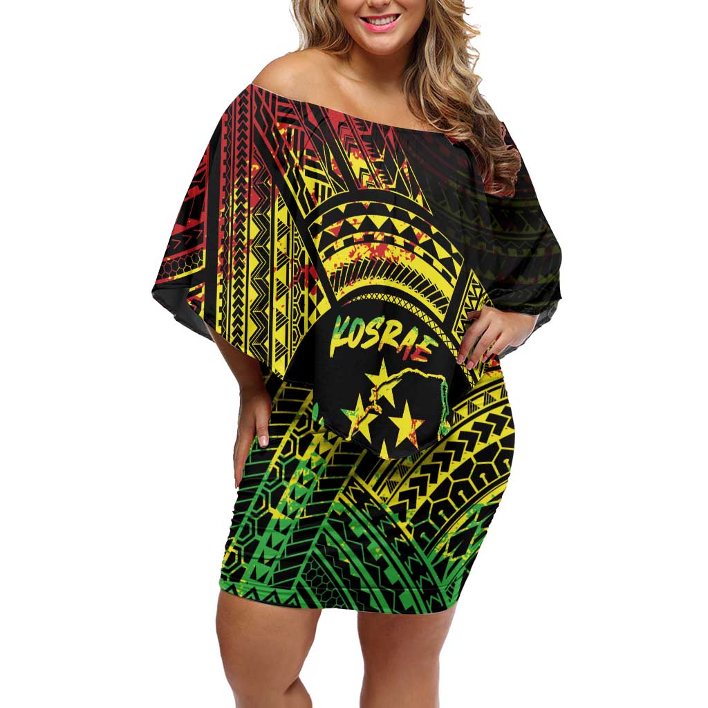 Reggae Kosrae Liberation Day Off Shoulder Short Dress September 8 Polynesian Tattoo LT14 Women Reggae - Polynesian Pride