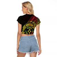 Reggae Kosrae Liberation Day Raglan Cropped T Shirt September 8 Polynesian Tattoo LT14 - Polynesian Pride
