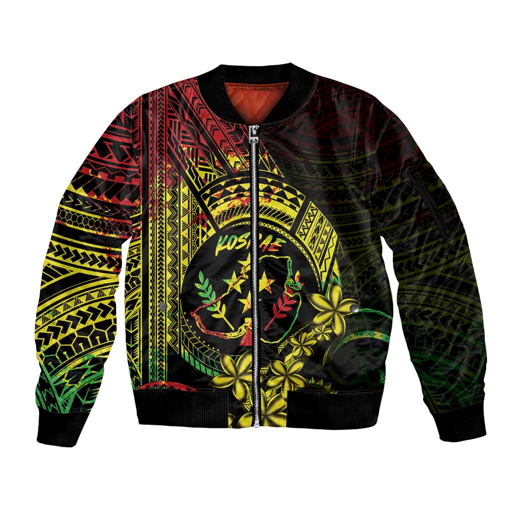 Reggae Kosrae Liberation Day Sleeve Zip Bomber Jacket September 8 Polynesian Tattoo LT14 Unisex Reggae - Polynesian Pride