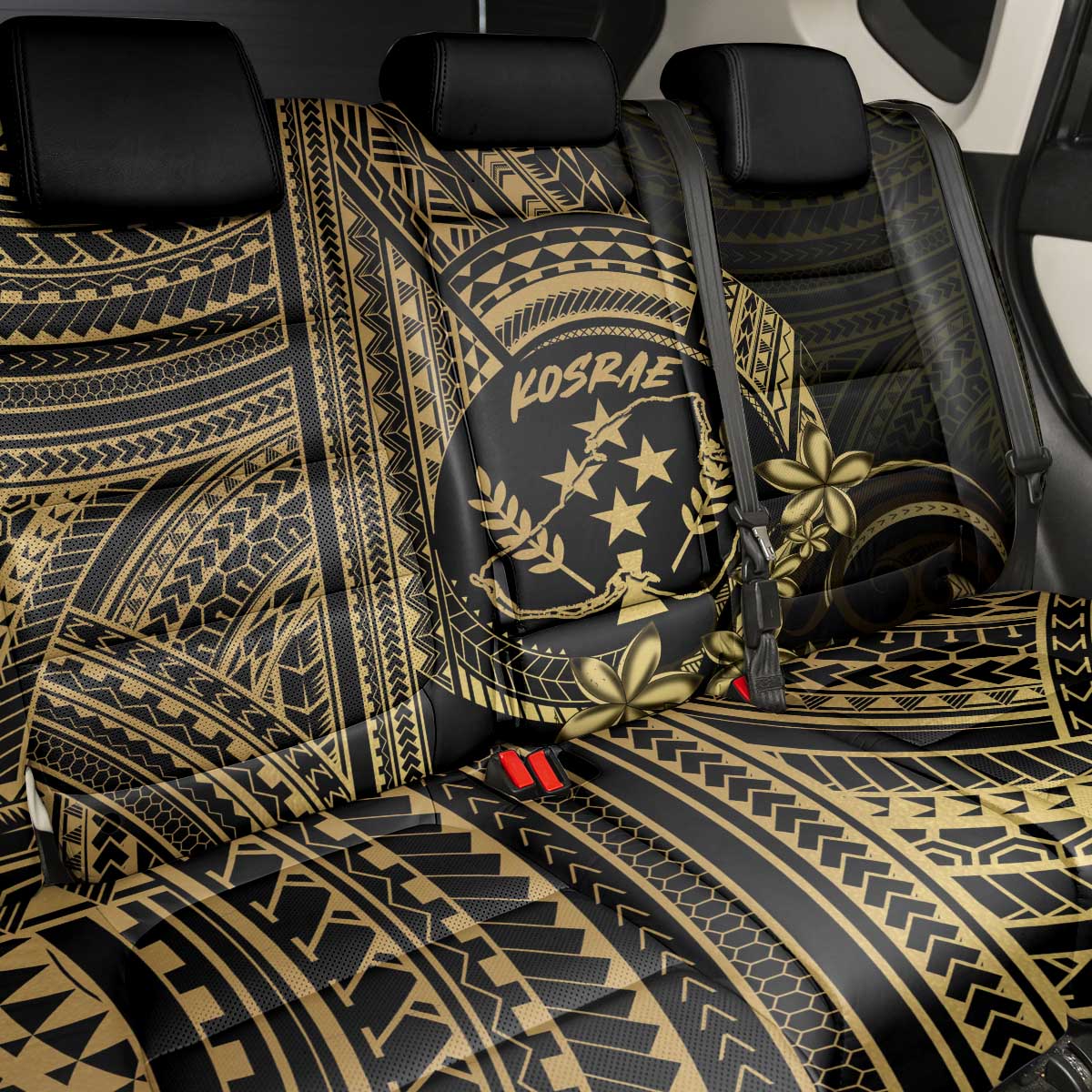 Gold Kosrae Liberation Day Back Car Seat Cover September 8 Polynesian Tattoo LT14 - Polynesian Pride