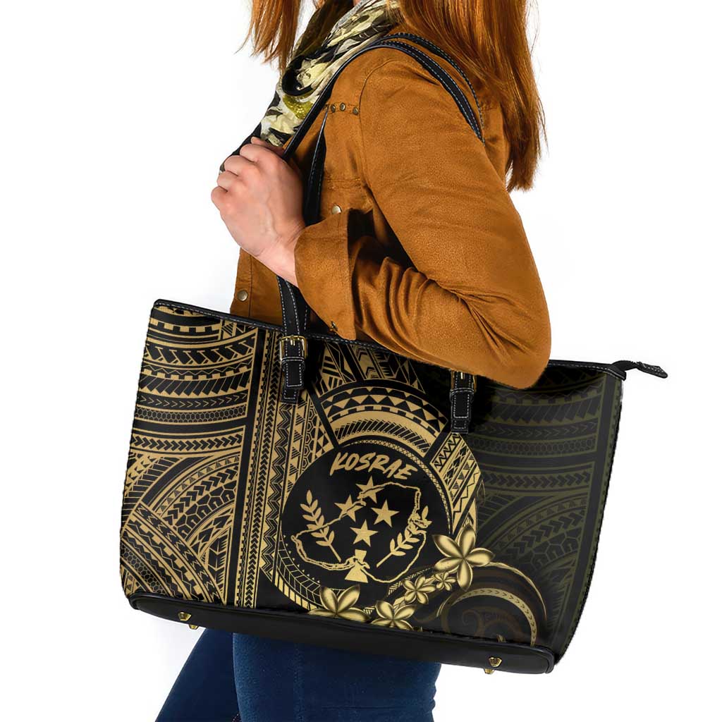 Gold Kosrae Liberation Day Leather Tote Bag September 8 Polynesian Tattoo LT14 Gold - Polynesian Pride