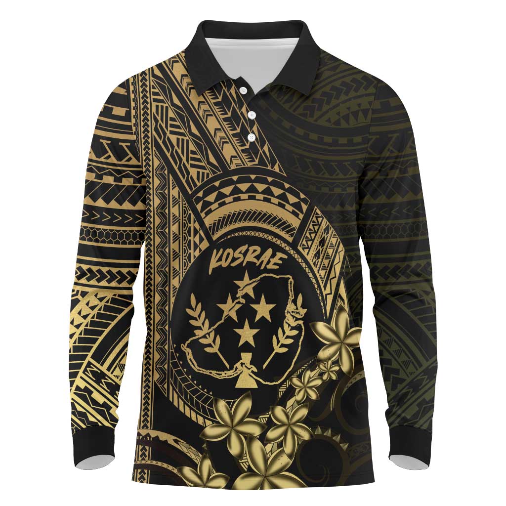 Gold Kosrae Liberation Day Long Sleeve Polo Shirt September 8 Polynesian Tattoo LT14 Gold - Polynesian Pride