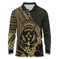 Gold Kosrae Liberation Day Long Sleeve Polo Shirt September 8 Polynesian Tattoo LT14 Gold - Polynesian Pride