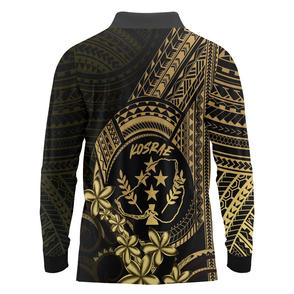 Gold Kosrae Liberation Day Long Sleeve Polo Shirt September 8 Polynesian Tattoo LT14 - Polynesian Pride