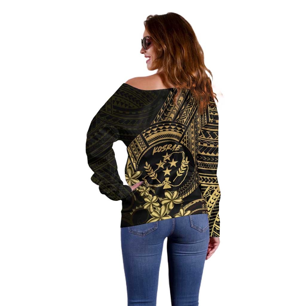 Gold Kosrae Liberation Day Off Shoulder Sweater September 8 Polynesian Tattoo LT14 - Polynesian Pride