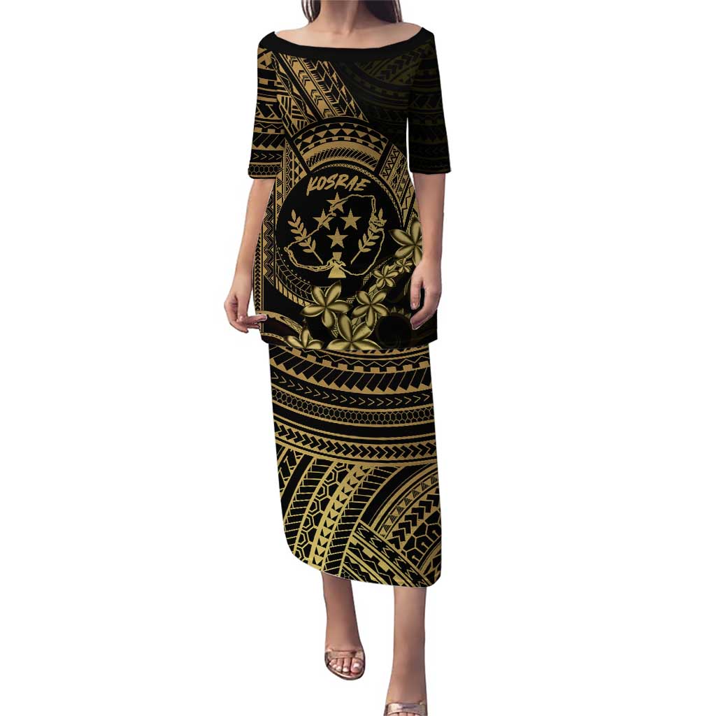 Gold Kosrae Liberation Day Puletasi September 8 Polynesian Tattoo LT14 Long Dress Gold - Polynesian Pride