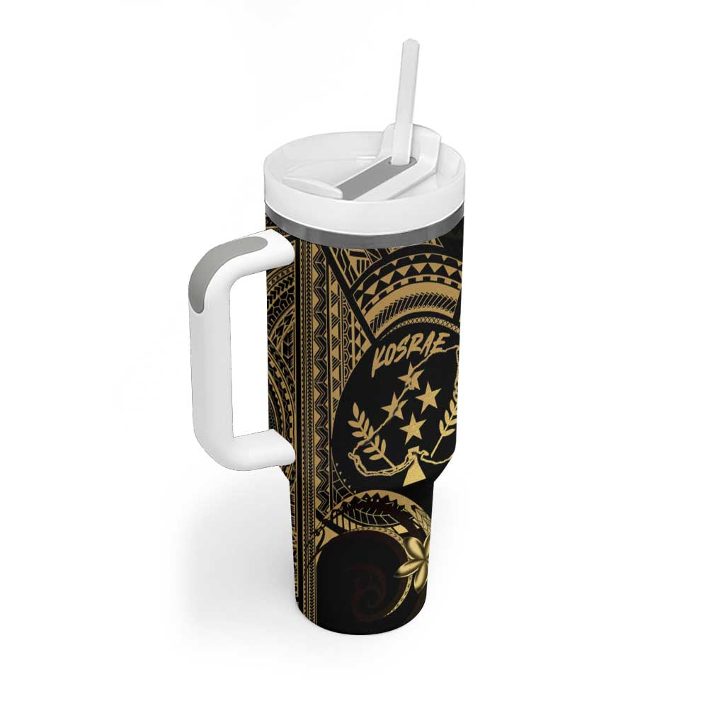 Gold Kosrae Liberation Day Tumbler With Handle September 8 Polynesian Tattoo LT14 - Polynesian Pride
