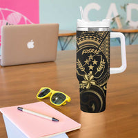 Gold Kosrae Liberation Day Tumbler With Handle September 8 Polynesian Tattoo LT14 - Polynesian Pride