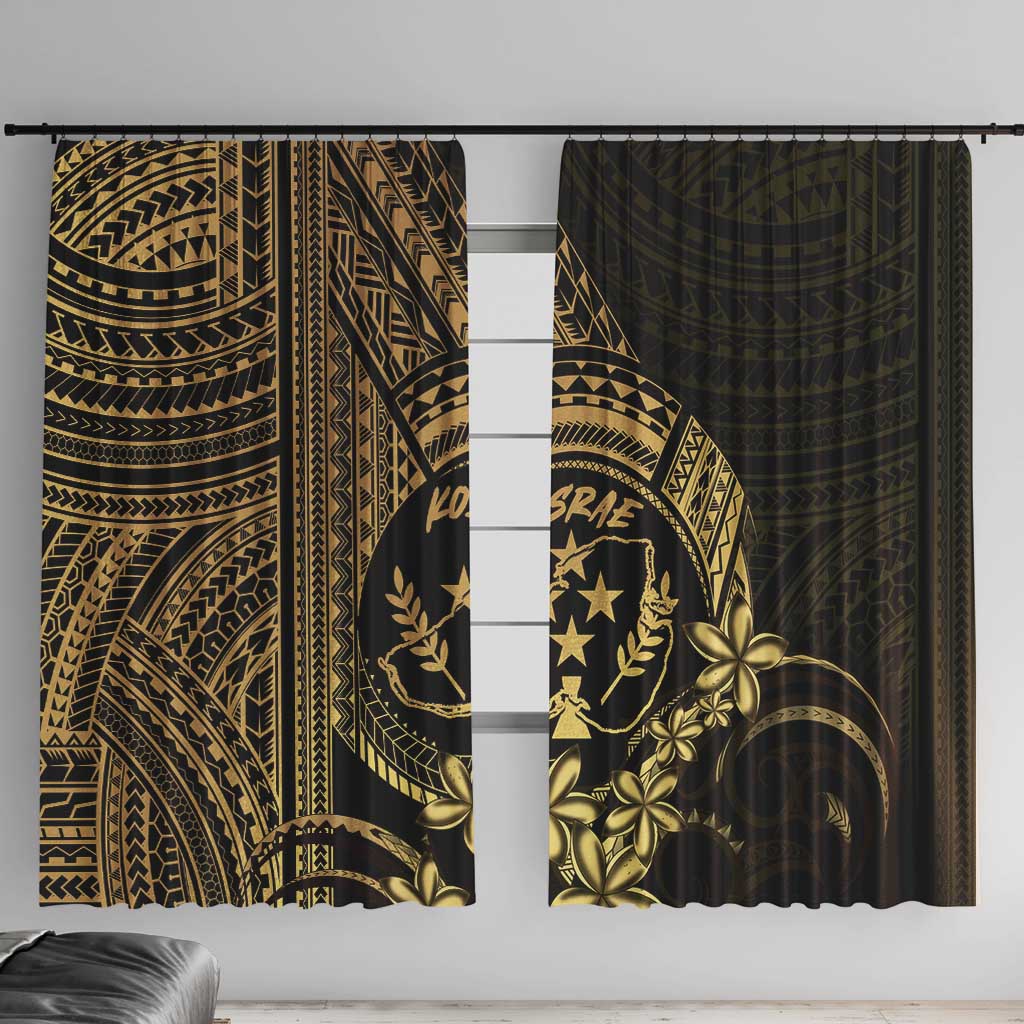 Gold Kosrae Liberation Day Window Curtain September 8 Polynesian Tattoo LT14 With Hooks Gold - Polynesian Pride